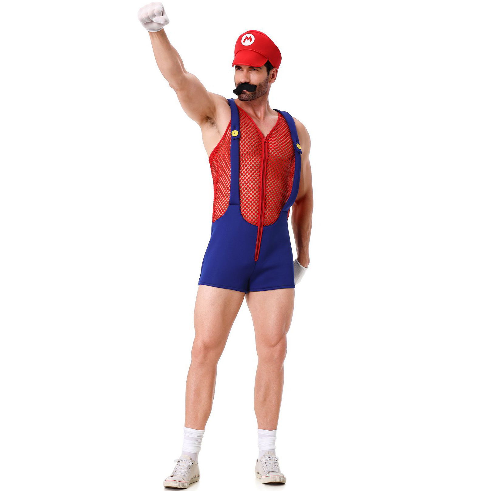 Mens Halloween Plumber One Piece Jumptsuit Costume for Carnival Party Dress up